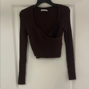 Abercrombie & Fitch Dark Brown Ribbed Crop Top